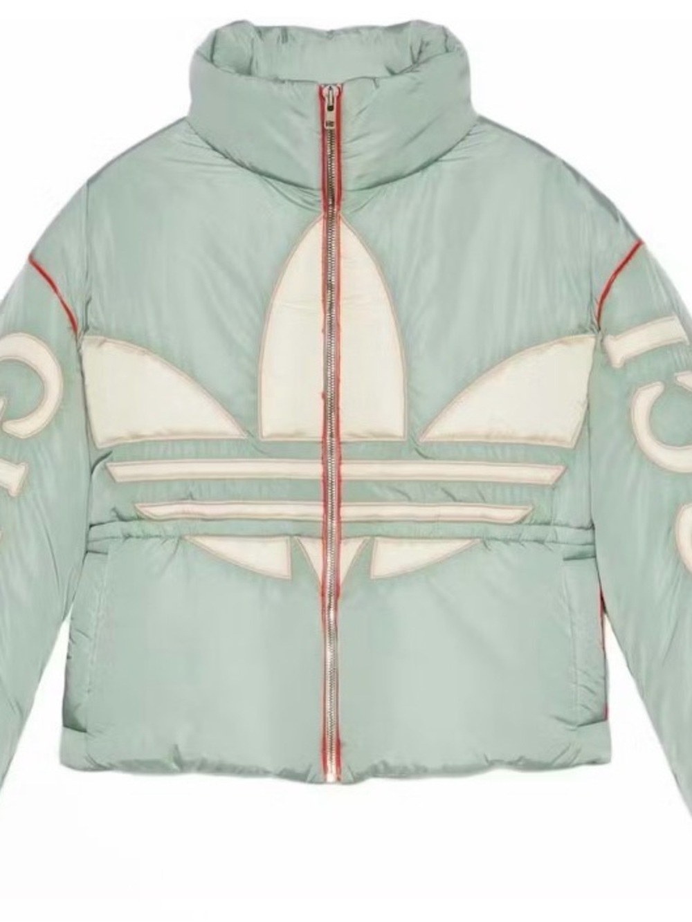 Gucci Adidas Originals Women's Mint Green Trefoil Puffer Jacket